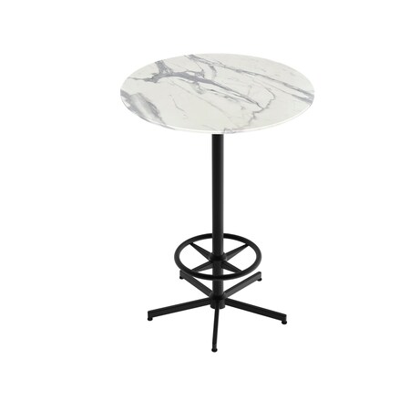 Holland Bar Stool Co 42 Tall OD216 Black Table Base w36 Diameter White Marble Top, IndoorOutdoor OD21642BWODS36RWM